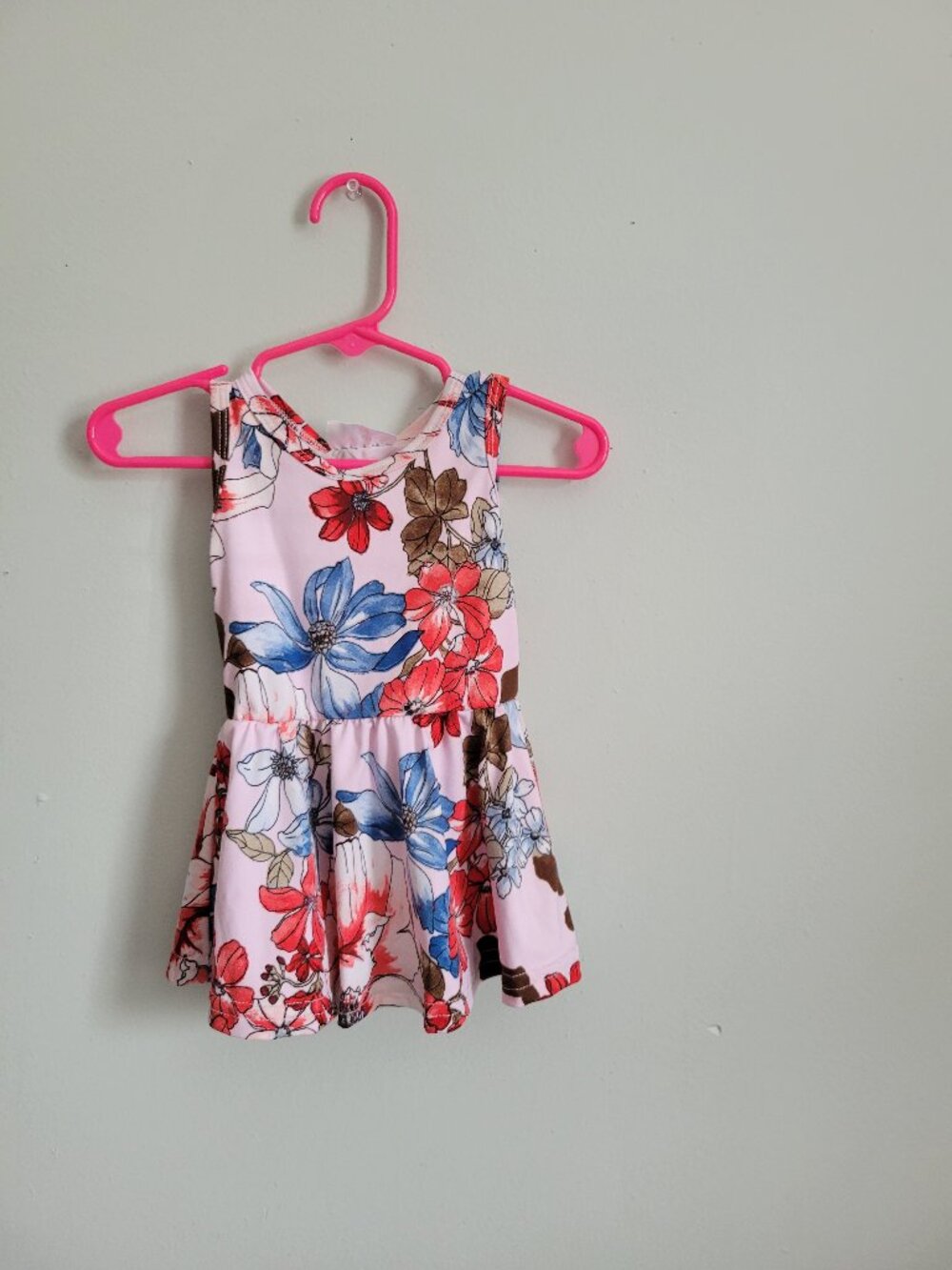 Dot Dot Smile Dress Baby Girl's 6-12mo Pink Floral Twirl Tank NWT